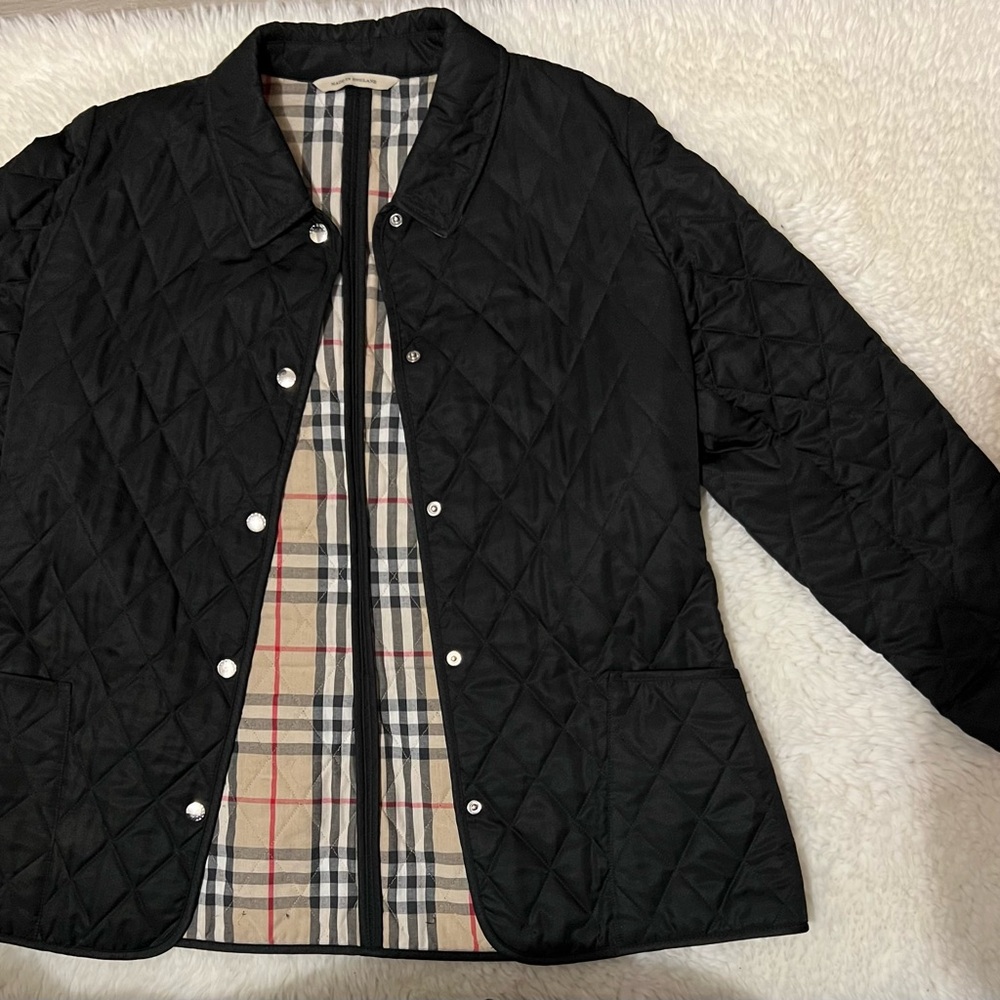 Preloved Burberry Black Quilted Utility Jacket